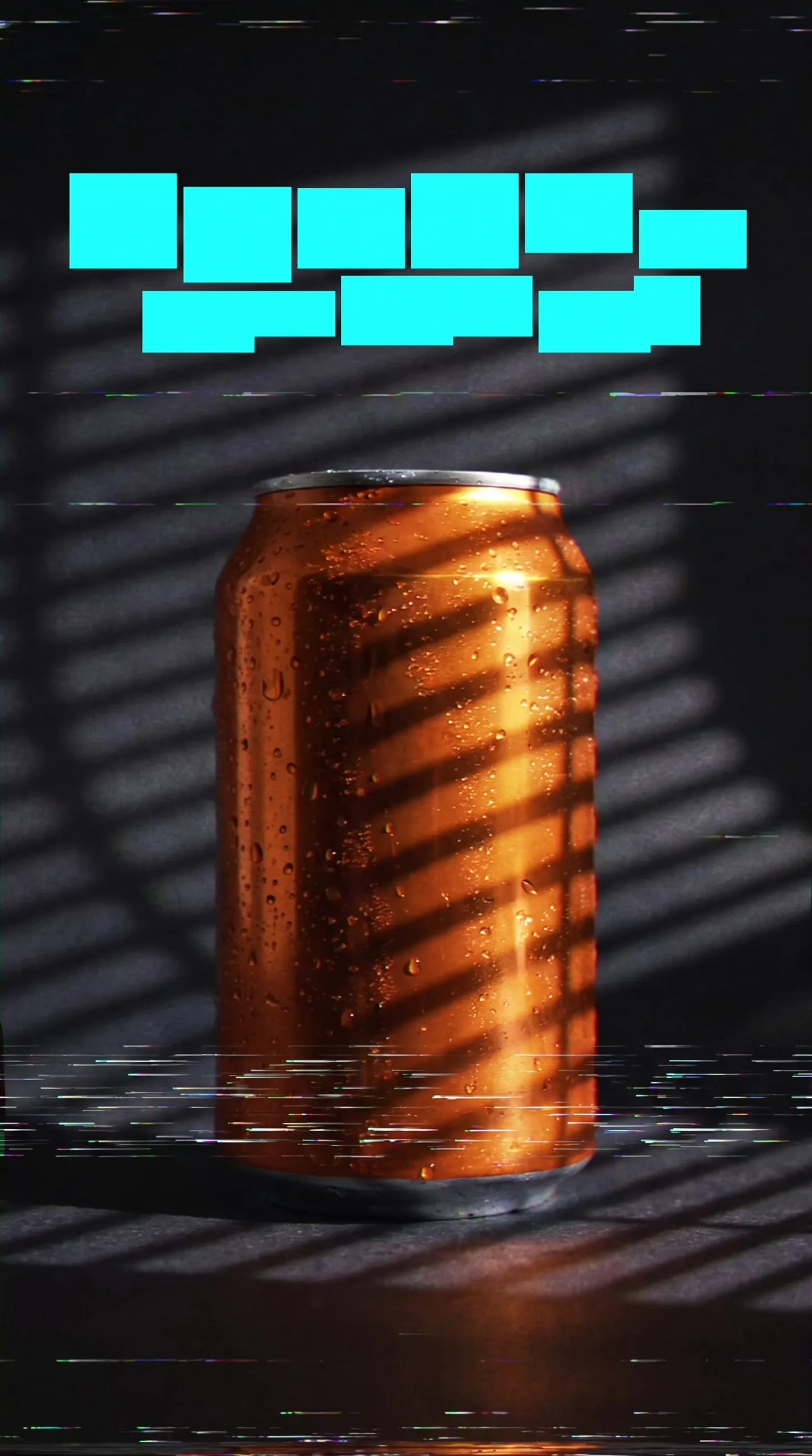 retro vhs effect drink can and bottle with condensation and analog refreshment color bleed