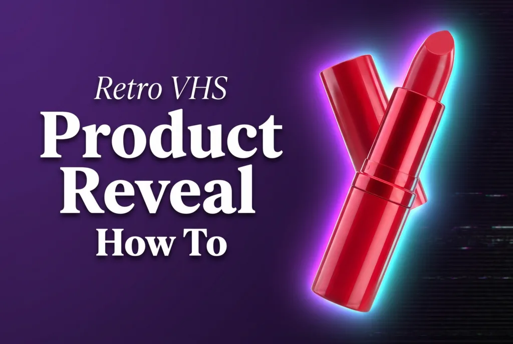 retro vhs effect featured cover with a product in a retro styled scene