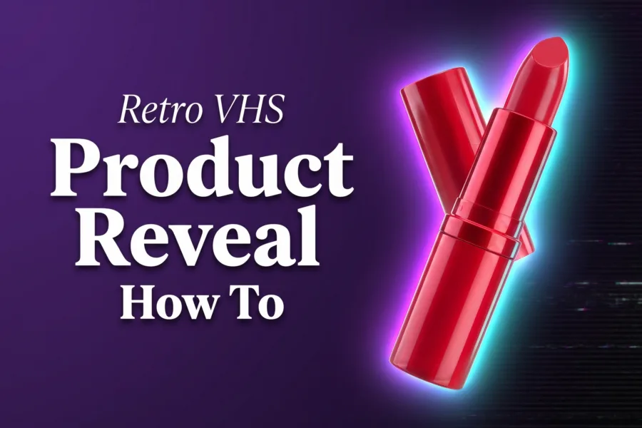 retro vhs effect featured cover with a product in a retro styled scene