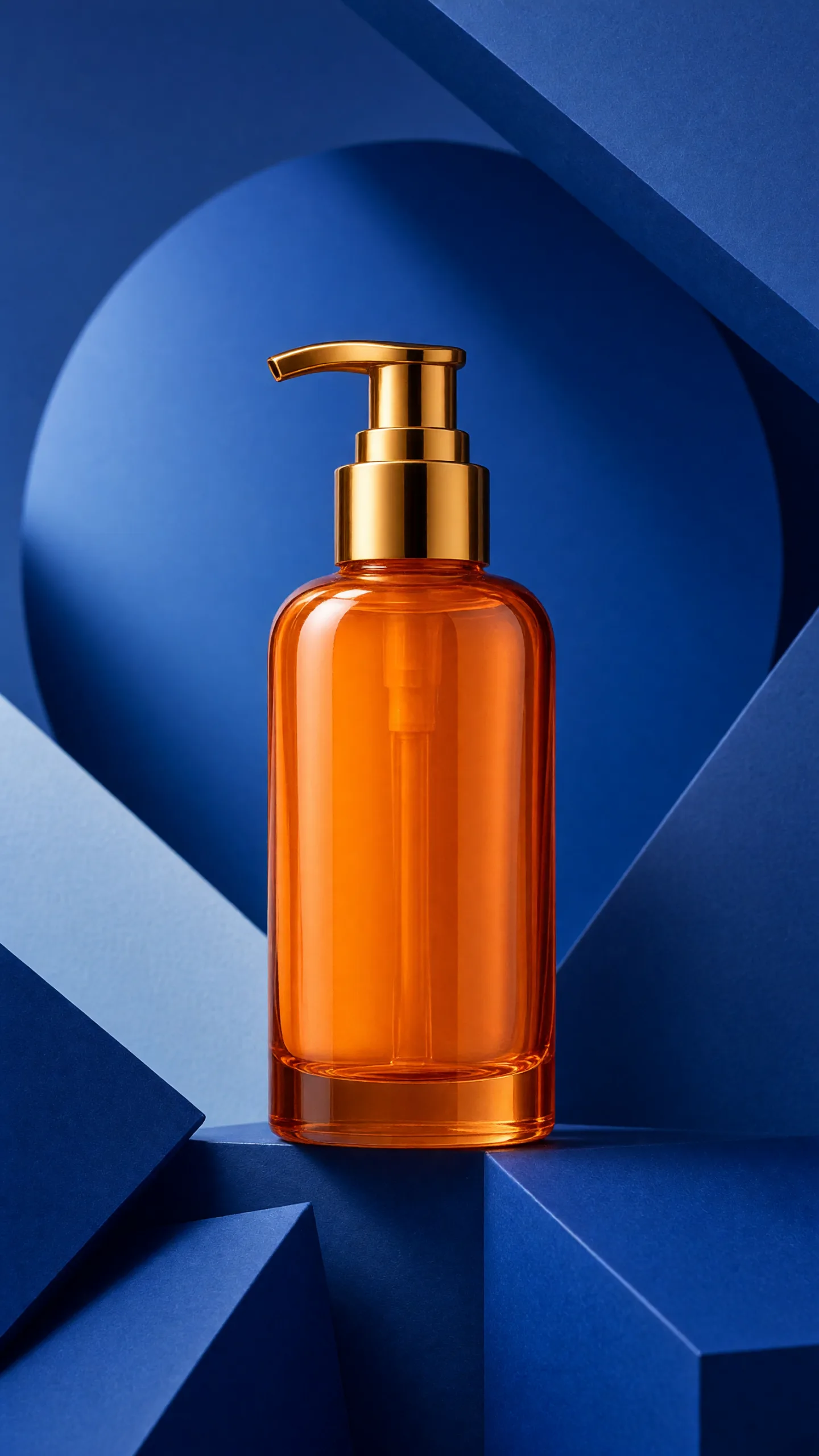 typography product ads sculptural shape frame with a skincare jar cradled inside large arched color forms